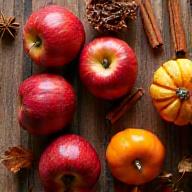 Spices, apples, and pumpkins for Autumn pastries.